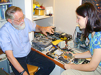 Computer scientist Brian Kernighan and student