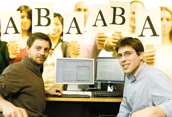 photo of Matthew Salganik (right) and graduate student Adrian de Froment