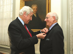 French ambassador pins the medal on Professor Emeritus Victor Brombert