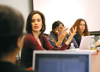 Alexandra Vazquez in class with students