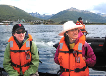 Assistant Professor of Geosciences Nadine McQuarrie (left) with traveler Mary Yang